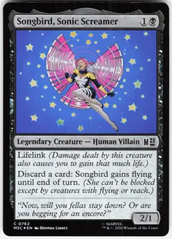 MAGIC MTG SONGBIRD, SONIC SCREAMER 762 COMMANDER: MARVEL SUPER HEROES FOIL - Image 1