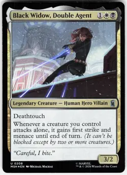 MAGIC MTG BLACK WIDOW, DOUBLE AGENT 208 MARVEL SUPER HEROES FOIL - Image 1