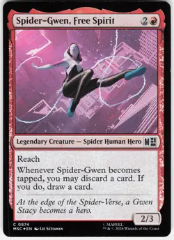 MAGIC MTG SPIDER-GWEN, FREE SPIRIT 874 COMMANDER: MARVEL SUPER HEROES FOIL - Image 1