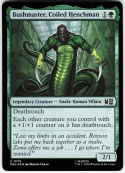 MAGIC MTG BUSHMASTER, COILED HENCHMAN 716 COMMANDER: MARVEL SUPER HEROES FOIL - Image 1