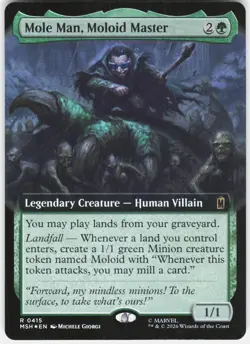MAGIC MTG MOLE MAN, MOLOID MASTER (EXTENDED ART) 415 MARVEL SUPER HEROES FOIL - Image 1