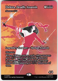MAGIC MTG ELEKTRA DEADLY ASSASSIN MASSACRE GIRL BORDERLESS 67 MARVEL UNIVERSE - Image 1