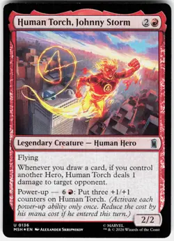MAGIC MTG HUMAN TORCH, JOHNNY STORM 136 MARVEL SUPER HEROES FOIL - Image 1