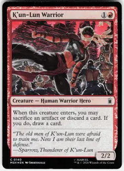 MAGIC MTG K'UN-LUN WARRIOR 140 MARVEL SUPER HEROES FOIL - Image 1