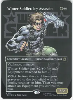 MAGIC MTG WINTER SOLDIER, ICY ASSASSIN (BORDERLESS) 377 MARVEL SUPER HEROES FOIL - Image 1