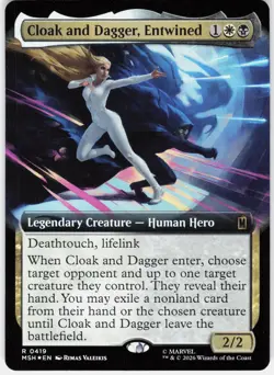 MAGIC MTG CLOAK AND DAGGER, ENTWINED (EXTENDED ART) 419 MARVEL SUPER HEROES FOIL - Image 1