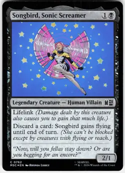 MAGIC MTG SONGBIRD, SONIC SCREAMER 762 COMMANDER: MARVEL SUPER HEROES FOIL - Image 1