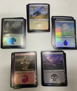 MTG Magic - 100 FOIL Basic Lands - 20 Island, Mountain, Plains, Forest, Swamp NM - Image 1