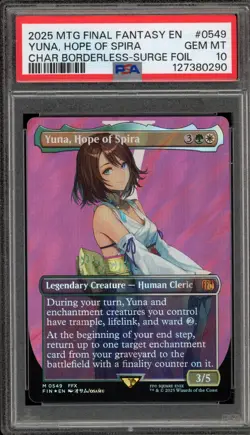 Magic MTG FF Yuna Hope of Spira FIN CHAR Borderless Surge Foil #0549 PSA 10 - Image 1