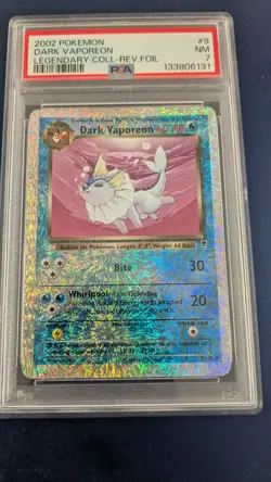 2002 Pokemon Dark Vaporeon Legendary Reverse Foil #9 PSA 7 - Image 1