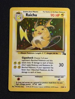 1999 Pokemon Raichu 14/62 Fossil Holo Unlimited Edition WOTC Vintage - Image 1