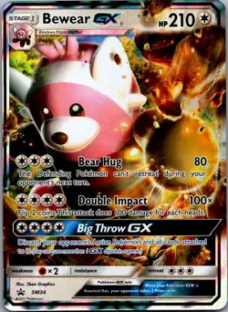 Bewear GX - SM34 Holo Promo Sun & Moon Promo Pokemon Near Mint - Image 1
