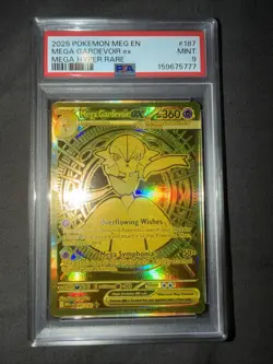PSA 9 Pokemon TCG Mega Gardevoir ex 187/132 Mega Hyper Rare Gold - Image 1