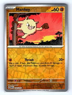 Mankey 056/165 Common 151 Pokemon Reverse Holo Near Mint - Image 1