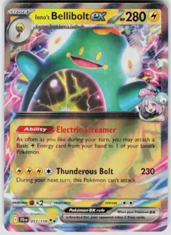 POKEMON IONO'S BELLIBOLT EX 053/159 JOURNEY TOGETHER HOLO NM/M - Image 1