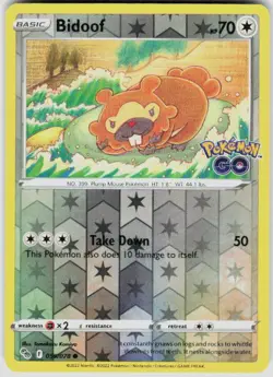 POKEMON BIDOOF 059/078 POKEMON GO REVERSE HOLO NM/M - Image 1