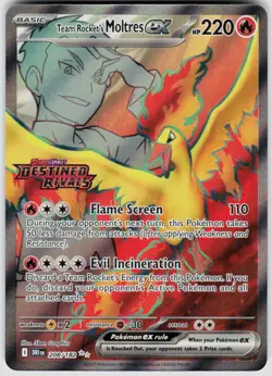 POKEMON TEAM ROCKET'S MOLTRES EX 208/182 DESTINED RIVALS NM/M - Image 1