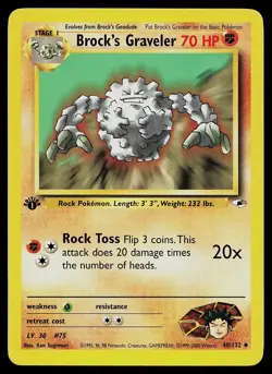 Pokemon Card - Brock's Graveler Gym Heroes 40/132 1st Edition Uncommon - Image 1