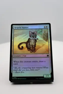 1x Helpful Hunter Foil NM Foundations (FDN) MTG Magic the Gathering - Image 1