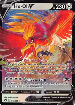 Ho-Oh V 140/195 Holo V Rare Silver Tempest Pokemon Near Mint - Image 1