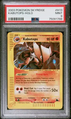 PSA 9 KABUTOPS H13/H32 | E-Series Skyridge Crystal Holo Pokemon Card - Image 1