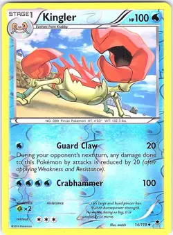 Kingler 14/119 Uncommon Phantom Forces Pokemon Reverse Holo Near Mint - Image 1