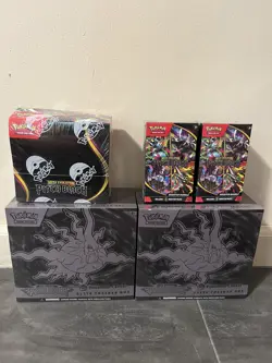 Pitch Black – Pokemon Center (ETB) x2, PKC Display Box x1, and PKC Booster x2 - Image 1