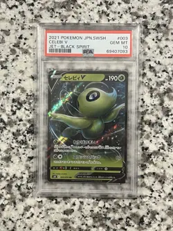 2021 POKEMON JAPANESE SWORD & SHIELD JET-BLACK SPIRIT #003 CELEBI V PSA 10 - Image 1