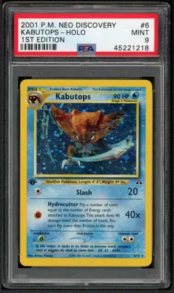 PSA 9 KABUTOPS 6/75 | Neo Discovery 1st Edition WOTC Holo Pokemon Card - Image 1
