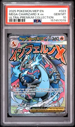 2025 POKEMON MEP EN-ME BLACK STAR PROMO #023 MEGA CHARIZARD X EX PSA 10 - Image 1