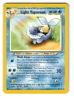 Light Vaporeon 52/105 Unlimited Uncommon Neo Destiny Pokemon LP - Image 1