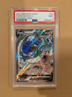 PSA 9 Rayquaza V Full Art 194/203 Evolving Skies 2021 Pokemon Mint - Image 1