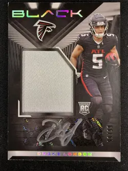 2022 Panini Black #212 Drake London Silver Rookie Patch Auto RPA /99 - Image 1