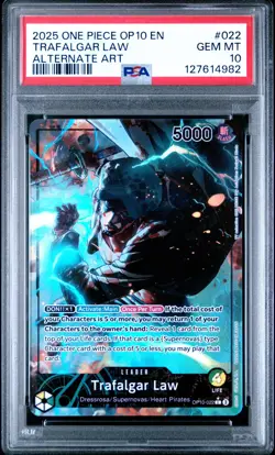 One Piece OP10 #022 Trafalgar Law Leader Alternate Art 🔥 PSA 10 - Image 1