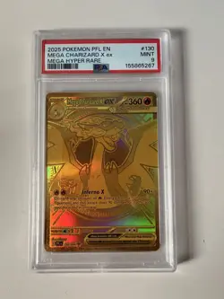 Pokemon 2025 Mega Charizard X ex 130/094 Gold Hyper Rare Phantasmal Flames PSA 9 - Image 1