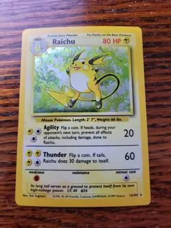 Raichu 14/102 - Base Set Unlimited - WOTC Holo Rare Pokemon Card - Vintage PL!! - Image 1
