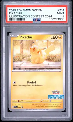 2025 POKEMON SVP EN-SV BLACK STAR PROMO ILLUSTRATION CONTEST 2024 PIKACHU PSA 9 - Image 1