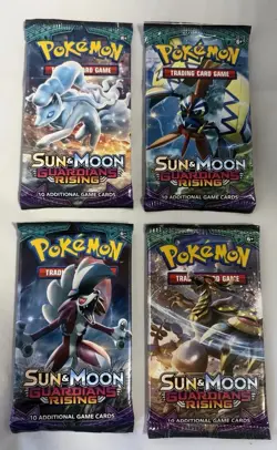 Pokemon Sun & Moon Guardians Rising Sealed Booster Pack Lot Of 4 Art Set - Image 1