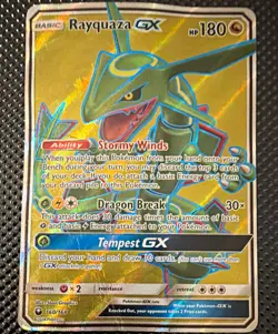 Pokemon TCG Rayquaza GX 160/168 SM Celestial Storm Ultra Rare Holo Eng Damaged - Image 1