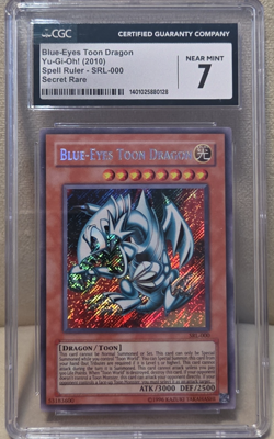 Yugioh Blue Eyes Toon Dragon SRL-000 Secret Rare 2010 Reprint Graded CGC 7 - Image 1
