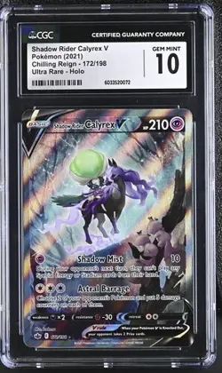 CGC 10 SHADOW RIDER CALYREX V 172 CHILLING REIGN SWORD & SHIELD POKEMON - Image 1