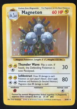 Pokemon Base Set Magneton Holo 9/102 Unlimited MP+ WOTC Vintage Card - Image 1