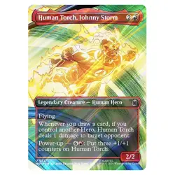 MTG Marvel Super Heroes Human Torch, Johnny Storm Borderless Scene 0321 - FOIL - Image 1