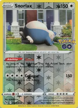 Pokemon TCG Snorlax #055/078 Reverse Holo Pokemon GO NM - Image 1