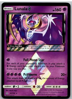 Lunala ◇ 62/156 Prism Star Rare Ultra Prism Pokemon Holo - Image 1
