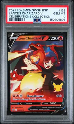 2021 Pokemon #133 Lance's Charizard V Celebrations Collection PSA 10 - Image 1