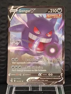 Gengar V 156/264 Holo V Rare Fusion Strike Pokemon Card TCG - Image 1