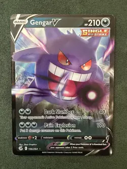 Pokemon TCG Gengar v Fusion Strike 156/264 Holo Ultra Rare NM - Image 1