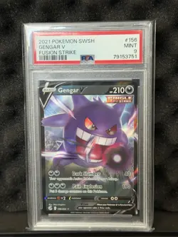 Pokemon TCG Gengar V Swsh08: Fusion Strike Ultra Rare Holo 156/264 PSA 9 - Image 1