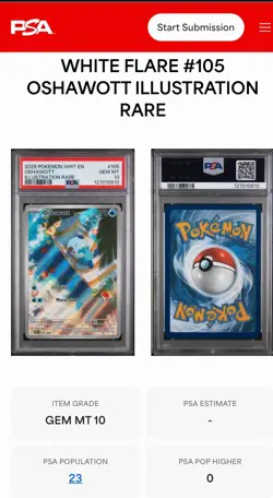 2025 POKEMON WHT EN-WHITE FLARE ILLUSTRATION RARE #105 OSHAWOTT PSA 10 pop 23!! - Image 2